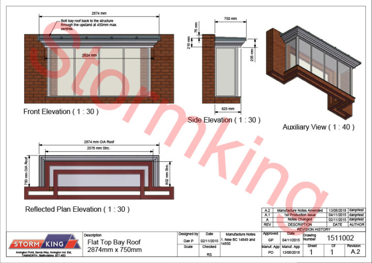 GRP Flat Bay Window Roofs Stormking
