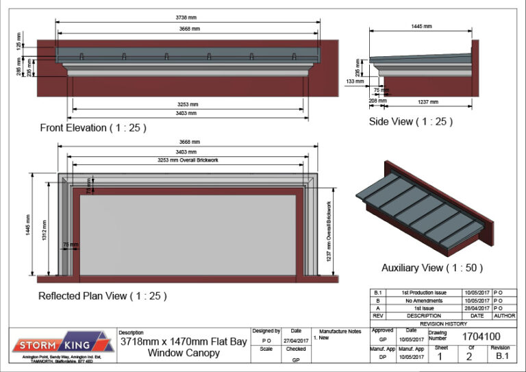 GRP Flat Bay Window Roofs Stormking