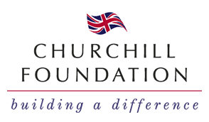 Churchill Foundation logo with a waving UK flag and the phrase building a difference.