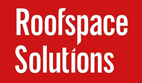 Roofspace Solutions logo with white text on a red background.